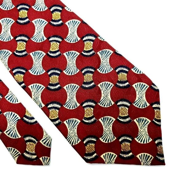 Givenchy Monsieur Silk‎ Tie Print Red Wide Geometric - Picture 1 of 6